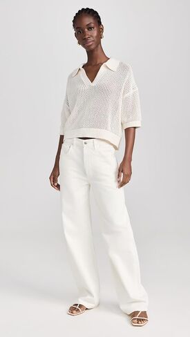 Velvet by Graham & Spencer Women's York Cotton Cashmere Mesh Polo Sweater in Saudi Arabia