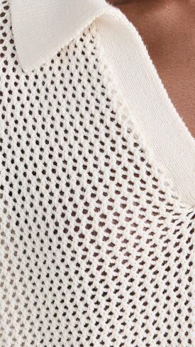 Velvet by Graham & Spencer Women's York Cotton Cashmere Mesh Polo Sweater in Saudi Arabia