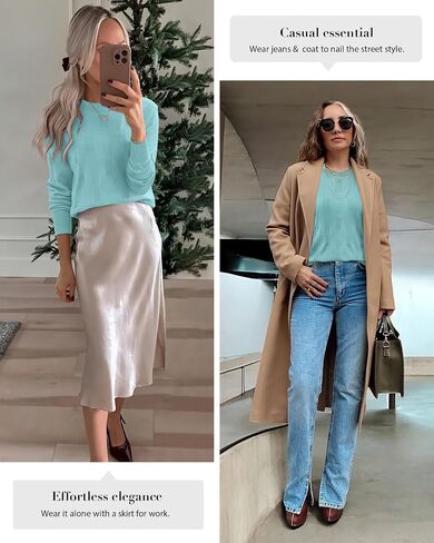 ATHMILE Womens Sweaters Knit Long Sleeve Pullover Tops Trendy Dressy Business Casual Winter Clothes Outfit Fashion 2025 in Saudi Arabia