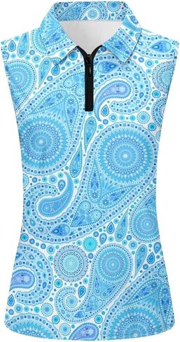 Women's Golf Sleeveless Shirt Collar Zipper Tennis Shirt Size：XS-2XL in Saudi Arabia