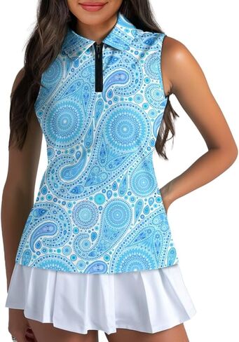 Women's Golf Sleeveless Shirt Collar Zipper Tennis Shirt Size：XS-2XL in Saudi Arabia