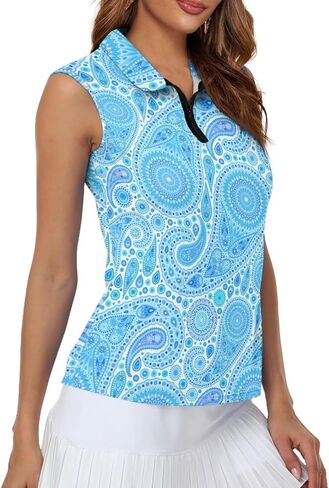 Women's Golf Sleeveless Shirt Collar Zipper Tennis Shirt Size：XS-2XL in Saudi Arabia
