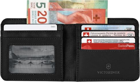 Victorinox Travel Essentials, Bi-Fold Wallet, RFID Wallet with Bill Compartment, Card Slots, ID Window and Coin Pocket - Black in Kuwait