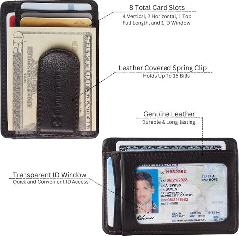 Alpine Swiss RFID Dermot Money Clip Front Pocket Wallet For Men Leather Comes in a Gift Box in Saudi Arabia