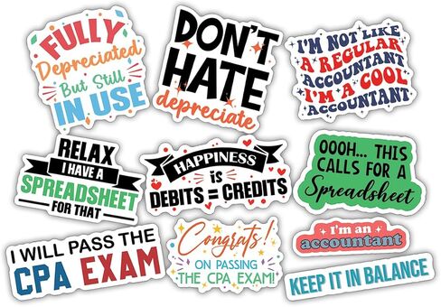 (10pcs) Accountant Stickers Accounting Spreadsheet Gift Funny Accounting Gifts Multiple Different Design, Waterproof, UV- Resistant, Suitable for Tumbler, Laptop, Car, Truck in Saudi Arabia