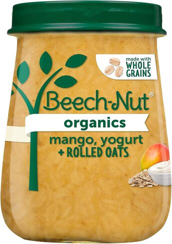 Beech-Nut Organic Baby Food Jars, Organic Apple Pumpkin & Granola Puree, Stage 2 Baby Food for Babies 6 Months and Up, Non-GMO, 4oz Glass Jars, 10ct in Saudi Arabia