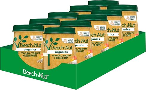 Beech-Nut Organic Baby Food Jars, Organic Apple Pumpkin & Granola Puree, Stage 2 Baby Food for Babies 6 Months and Up, Non-GMO, 4oz Glass Jars, 10ct in Saudi Arabia