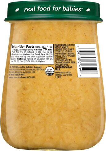 Beech-Nut Organic Baby Food Jars, Organic Apple Pumpkin & Granola Puree, Stage 2 Baby Food for Babies 6 Months and Up, Non-GMO, 4oz Glass Jars, 10ct in Saudi Arabia