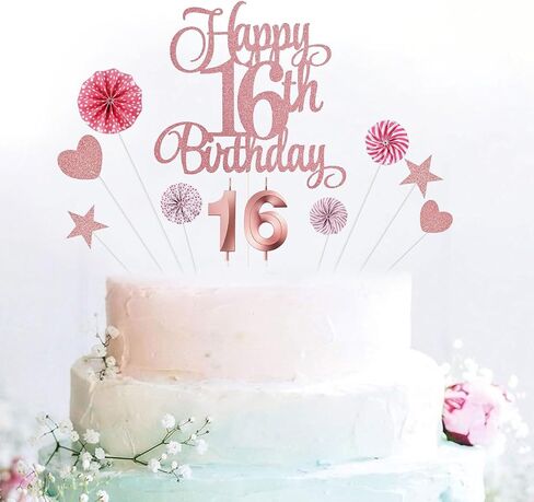 18th Birthday Cake Decorations, 18th Birthday Candles Cake Numeral Candles and Glitter Happy 18th Birthday Cake Toppers Set for Birthday Party Supplies (pink) in Kuwait
