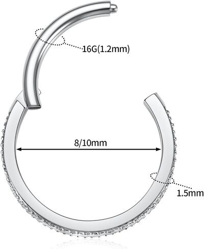 Funlmo 16g Conch Cratilage Percing Jewelry 316L Surgical Steel Chartilage Hoop Helix Rook Tragus Orbital Percing Jewelry Nose Ring Hoop in Kuwait