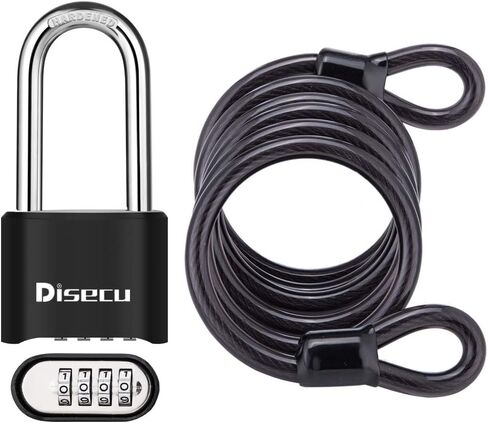 disecu® 4 Digit Heavy Duty Combination Lock 2.5 Inch Long Shackle Outdoor Waterproof Padlock for School Gym Locker, Hasp Storage, Fence, Gate (Black) in Kuwait