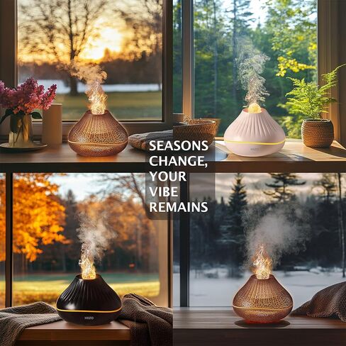 A18 Aroma Diffuser - Daffodil Bulb Design, Ultrasonic Essential Oil Diffuser with LED Flame Light, Quiet Aromatherapy Diffuser for Home & Office, Ideal for Yoga & Sleep (Elegant White) in Saudi Arabia