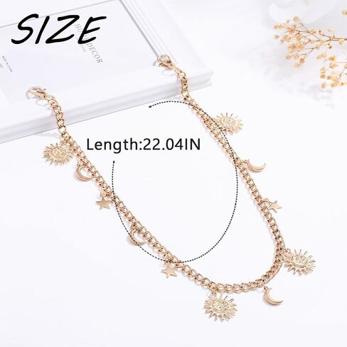 Urieo Punk Sun Jeans Pants Chain Moon Pendant Gold Wallet Chains Star Goth Metal Hip Hop Pocket Chain for Women in Saudi Arabia