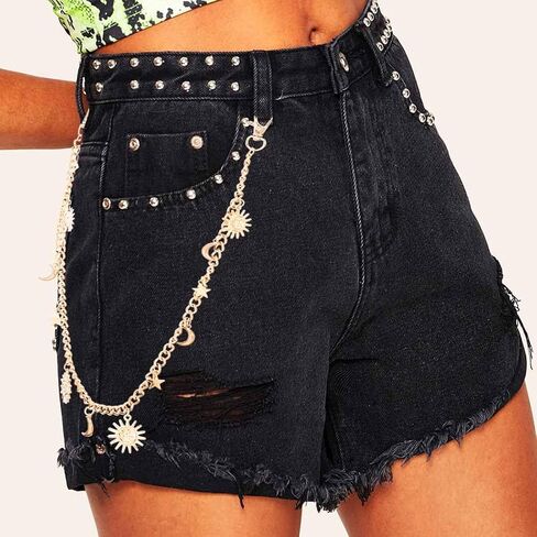 Urieo Punk Sun Jeans Pants Chain Moon Pendant Gold Wallet Chains Star Goth Metal Hip Hop Pocket Chain for Women in Saudi Arabia
