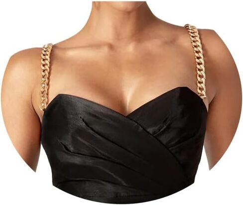 1Pair Punk Metal Shoulder Strap Chain Festival Rave Underwear Chain Bridal Wedding Dress Bra Summer Body Jewelry for Women in Saudi Arabia