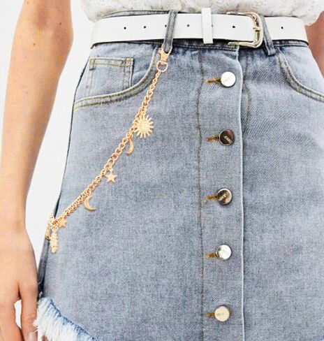 Urieo Punk Sun Jeans Pants Chain Moon Pendant Gold Wallet Chains Star Goth Metal Hip Hop Pocket Chain for Women in Saudi Arabia