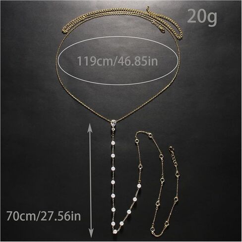 Rhinestone Back Necklace for Backless Dress - Bridal Wedding Pearl Backdrop Jewelry Crystal Long Body Chain Simple Waist Chain for Women in Saudi Arabia
