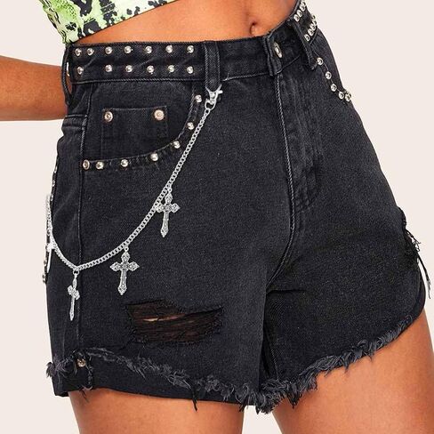 Urieo Punk Sun Jeans Bants Chain Moon Pendant Gold Wallet Chains Star Goth Metal Hip Hop Chain for Women in Saudi Arabia