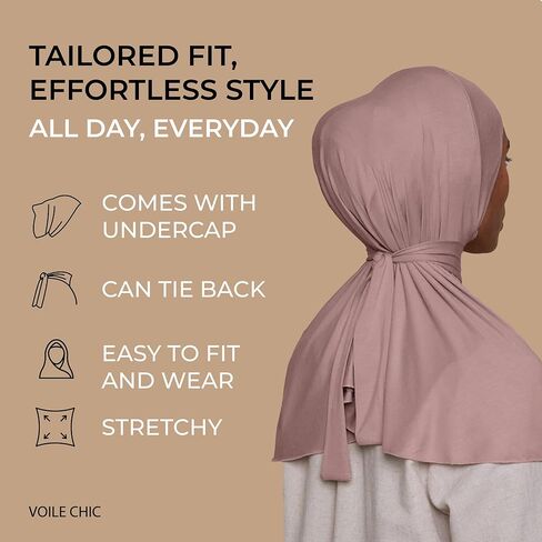 Voile Chic For Instant Hijab Racf for Women-2 قطعة Amira Slip-on Premium Jersey Hijab Dickrf Wrap in Kuwait