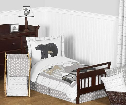 Sweet Jojo Designs Jungle Safari Animals Boy Girl Toddler Kid Bedding Set Childrens Comforter Sham Sheets Brown Taupe Black and White Gender Neutral Elephant Giraffe Wildlife Adventure Zebra Serengeti in Saudi Arabia