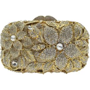 Ladies Crystal Evening Bag Flower Luxury Rhinestone Clutch Bags Diamond Party Wedding Handbag Sparkle Party Purse