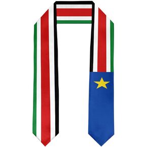 South Sudan Flag Graduation Stole Satin Stole Scarf for Study Aboard International Students 72" Length