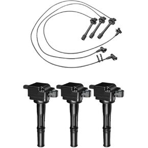 ENA Set of 3 Ignition Coil Pack and Wire Set Compatible with Toyota T100 Tacoma 4Runner Tundra 3.4L V6 1995-2004 Replacement for UF156 C1041 GN10184 90919-02212 5C1308 S623025