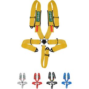 5 Point Racing Harness SFI Certified with Ultra Heavy Duty 3 Inch Shoulder Pad Quick Release Cam Lock Latch Mechanism Fit Sports car Go-Kart Racing Car UTV ATV Yellow