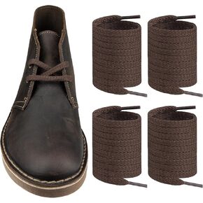 2 Pairs Flat Shoelaces for Clarks Desert Chukka Boot, Polycotton Replacement Shoes Laces Strings