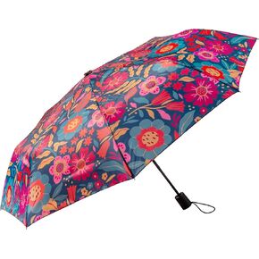 Karma, Travel Umbrella Compact Folding Umbrellas Lighweight Auto Open Close for Women Parasol, Retro Floral