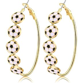 Game Day Earrings for Women Baseball Basketball Soccer Football Hoop Earrings Fashion Sports Jewelry Game Day Outfit Accessories Party Favors Gifts