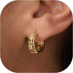 Gold Huggie Earrings for Women, 14k Real Gold Plated Hoop Earrings Hypoallergenic Lightweight Hoops Gifts