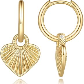 Gold Hoop Earrings 14K Gold Earrings for Women Dangle Earring with Cubic Zirconia Heart Shape Like Breath of Fresh Air Heart Hoop Drop Earring for Women 27mm