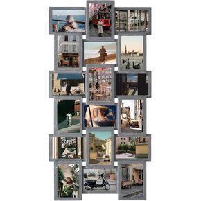 Jerry & Maggie 4×6 collage frame 24 pictures, picture frames collage wall decor, 24 slot picture frame Wall Hanging For 6×4 Photo, Grey