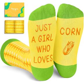HAPPYPOP Corn Gifts for Women Teen Girls - Corn Socks, Funny Food Gifts for Corn Lovers, Valentine's Day gift