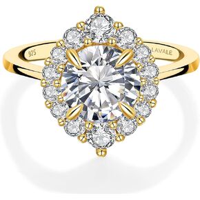 حلقات Lavale Moissanite للنساء ، 1.2/2 CT D Color VVS1 Lab الذي تم إنشاؤه خواتم خطبة الماس 18 كيلو بايت صفراء صفراء فيرميل حافة 925