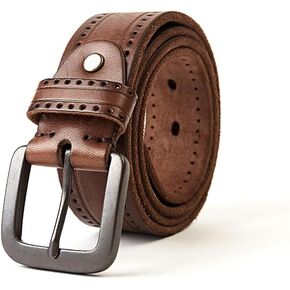peacechaos Full Grain Leather Mens/Women Belt Heavy Duty Work Belt for Jeans 1.5 Wide 5 Holes adjustable length by hand
