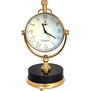 Black Marble Base Brass Vintage Desk Clock