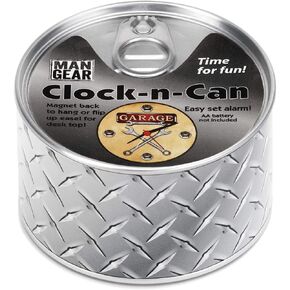DEMDACO Garage Tools Clock-n-Can Silver Tone 4 x 4 Metal and Magnet Desk Clock