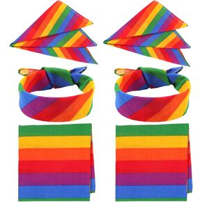 6 حزمة قوس قزح Bandanas Square Square وشاح لمستلزمات الاحتفال بالحفلات ، 21.7x21.7 بوصة