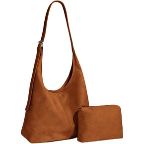 Suede Tote Bag, Hobo Bag for Women, Retro Slouchy Suede Hobo Bag with Adjustable Strap, Stylish Office Tote Handbag