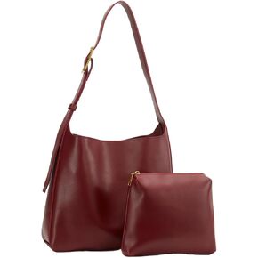 NEBIL Leather Bucket Bags For Women,Slouchy Shoulder Bag Purses Hobo Tote Bags with Wallet