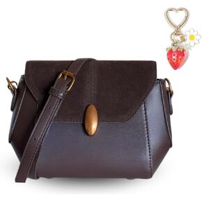 Small Crossbody Bag for Women Vegan Leather Shoulder Purse Trendy Elegant Purse Small Hobo Shoulder Bag with Cute Strawberry Bag Charm
