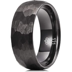 THREE KEYS JEWELRY Tungsten Rings for Men Women Unisex Wedding Band Hammered Engagement Rings Domed Matte Brushed in Kuwait