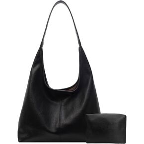 Leather Hobo Bags for Women Slouchy Tote Bag Retro PU Leather Purse Soft Shoulder Handbags Large Work Tote Bag 2pcs