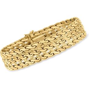 Ross-Simons 14kt Yellow Gold 3-Row Serpentine-Link Bracelet. 7 inches