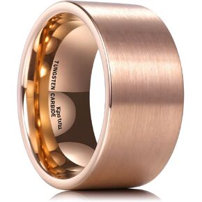 King Will Basic Gold/Rose Gold/Brown Plated Tungsten Wedding Band for Men/Women, 2mm/4mm/6mm/8mm/10mm/12mm Width Band Rings, Pipe Cut Matte Brushed Finish Cigar Band Ring Comfort Fit