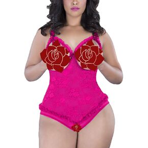 Plus Size Lingerie for Women Sexy One-Piece Teddy Valentine's Day Lingerie Bodysuit