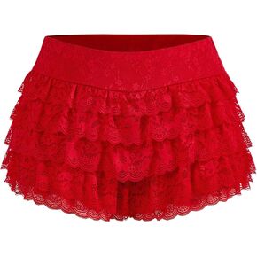 MakeMeChic Women's Plus Size Ruffle Shorts Floral Layered Lace Lolita Elastic Waist Pumpkin Short