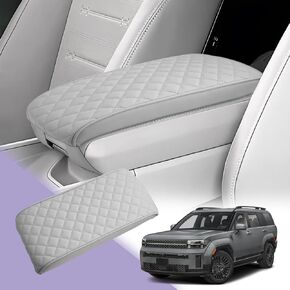 تغطية وحدة التحكم المركزية متوافقة مع 2025 إكسسوارات Hyundai Santa Fe Cover Cover Cover Cover Pad 2025 Santa Fe SE/SEL/XRT/Limited/Calligraphy Coverrest Cover Cover Love Leather (Gray)